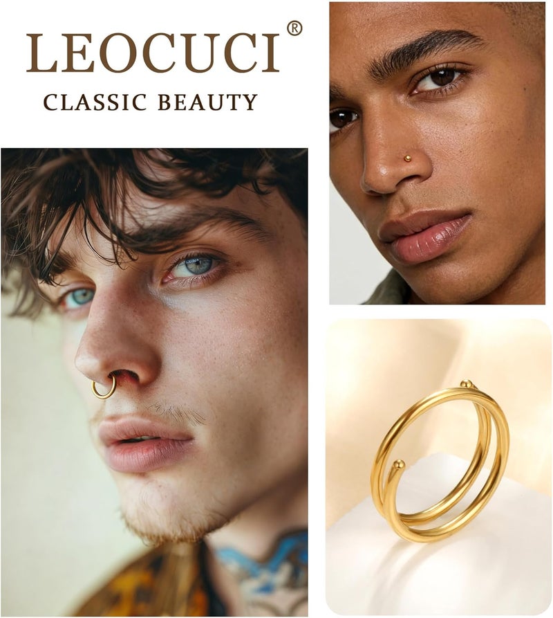 Leocuci Store Nose Piercings Studs Hoop Nose Rings for Women Gold Plated - Image 5